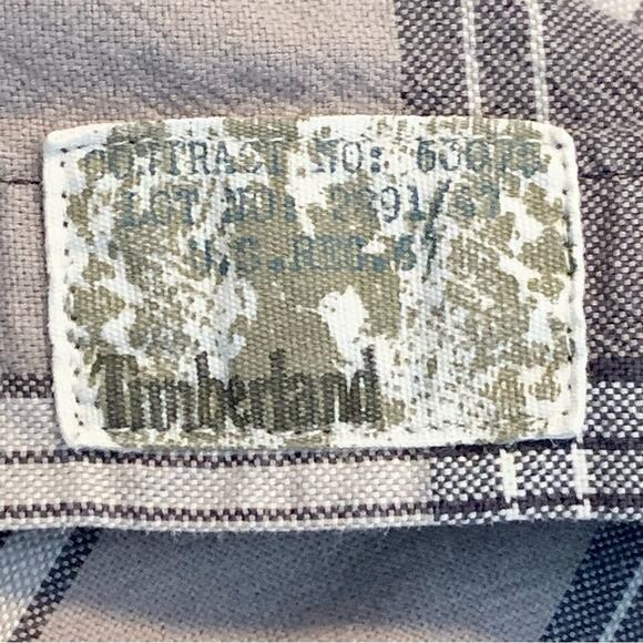 TIMBERLAND Mens Shirt 2XL Brown Tan Plaid 100% Cotton Long Button Front Outdoor - Picture 4 of 12